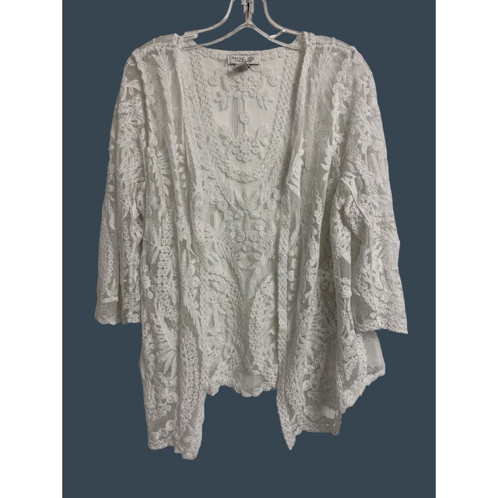 Rachel Zoe O/S‎ White Cotton Lace Sheer Embroidered Boho Top Blouse Floral